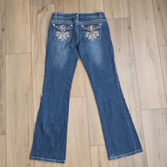 Miss Chic Jeans Bootcut Embellished Patch Pockets Jeans Junior Size 9 - Picture 6 of 8